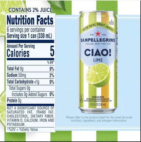 KD Chocolates 0g Lime Sparkling Water, Low-Cal, Added Sugar