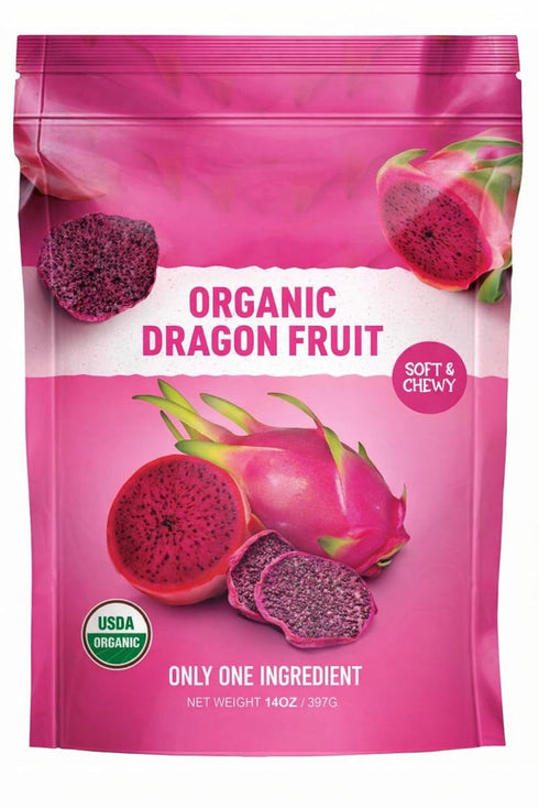Generic Organic Dried Dragon Fruit Slices Soft & Chewy, Single Ingredient, No Sugar