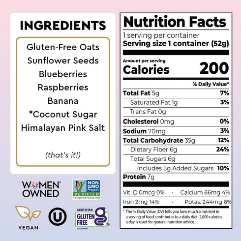 12 Pack Mylk Labs Mixed Berry Protein Oatmeal Cups, Whole Grain, Low Sugar, High Fiber Breakfast with Low Sodium, Quick