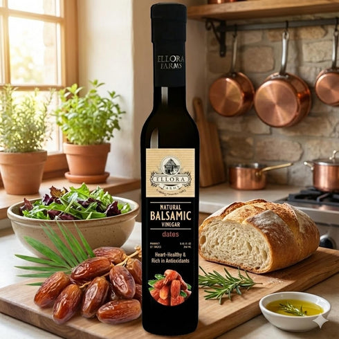 Pack Pack 2 Ellora Farms, Combo Fresh Pomegranate and Date Syrup Infused Thick Aged Balsamic Vinegar, All-Natural, No