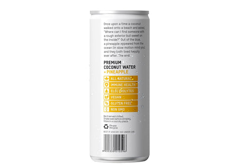 10.8 Oz (Pack 12) Once Upon a Coconut Premium Pineapple Coconut Water - Low Calorie All-Natural Drink with Electrolytes
