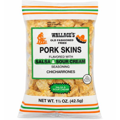 Wallace's Old Fashioned Fried Pork Skins (12 Count, Salsa & Sour Cream)
