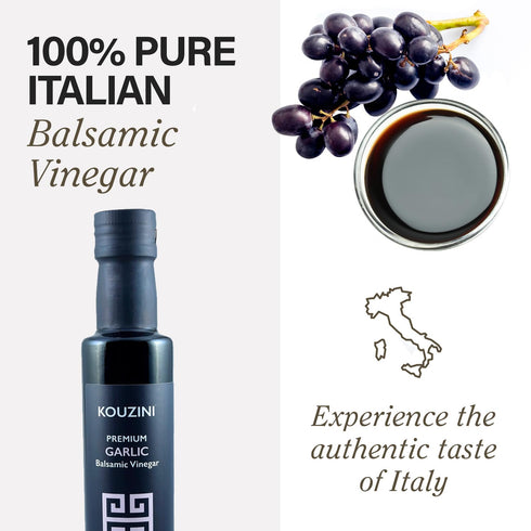 250ml Kouzini Ultra Premium Garlic Balsamic Vinegar, Aged Balsamic Vinegars from Modena, Italy, Premium, Smooth