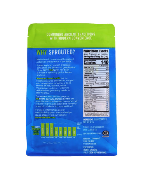 10 oz (Pack 1) TruRoots Organic Sprouted Green Lentils