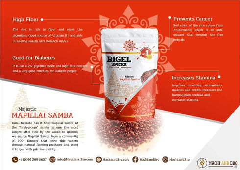 12+ (4 Lbs) Rigel Spices | Mappillai Samba Red Rice | MONTHS AGED | BRIDEGROOM RICE | GLUTEN FREE | Ancient Red Rice