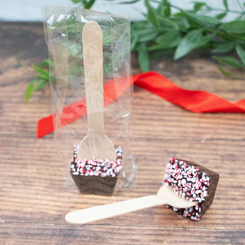 12-Piece Gourmet Dark Chocolate Spoons with Crushed Peppermint