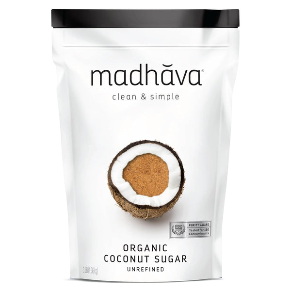 MADHAVA Organic Coconut Sugar 3 Lb. Bag (Pack of 1), Natural Sweetener,