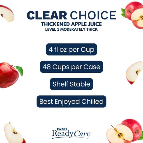 3 4 oz (48 pack) Lyons ReadyCare Thickened Apple Juice for Dysphagia & Swallowing Difficulty - Honey Consistency, Level