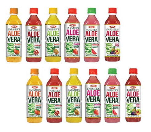 OKF Aloe Vera Drink in 16.9 Ounce Bottles (6 Flavor Variety Pack