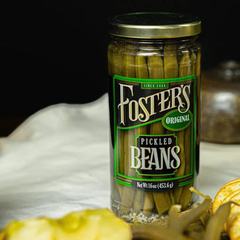 16oz, 2 Pack, 40 Foster's Pickled Green Beans in a Jar, Original, Traditional Pickled Vegetables Recipe for over years