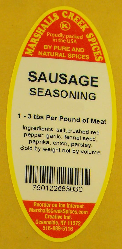 13 oz. Marshalls Creek Spices SAUSAGE SEASONING Kraft Stand Up Pouch ECO Friendly Recyclable Mailer