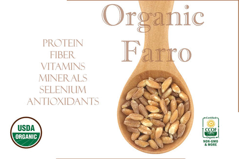(10LB) Organic Italian Pearled Farro - Imported, Raw, Non-GMO, Vegan, Bulk, Protein, Fiber Rich