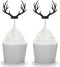 24 Counts Black Deer Antler Cupcake Toppers - Picks for Wedding Birthday Baby Shower Party Decorations