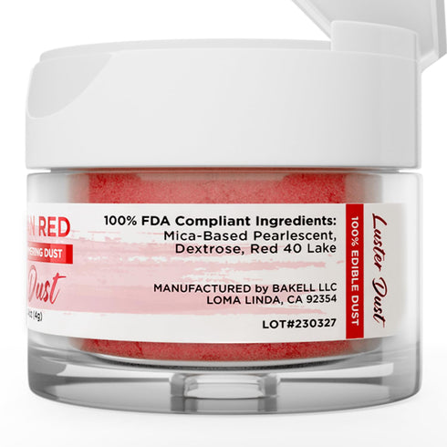 Luster Dust - American Red (4g Jar) | Edible Vegan Dust & Paint for Cake Decorating, Desserts