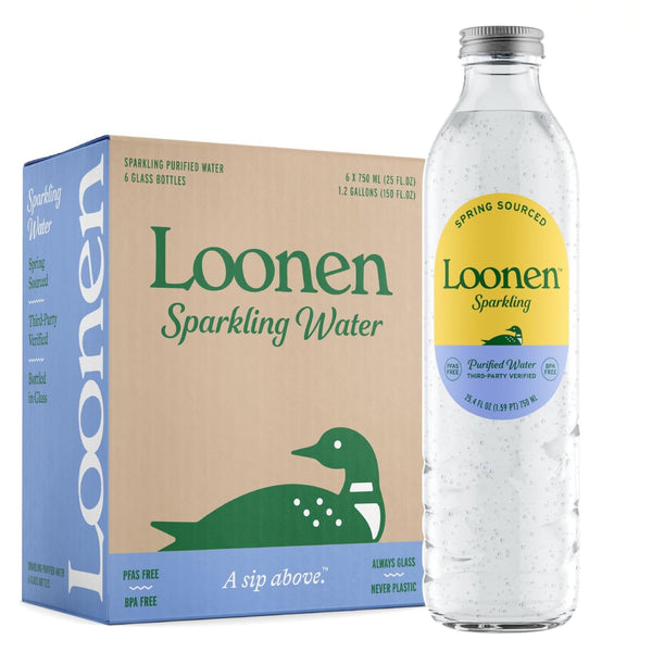 Loonen Spring Sourced Sparkling Water, Glass Bottled High Carbonation, Minerals, Magnesium, Potassium,
