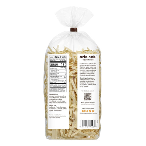 10 (Pack 6) Al Dente Carba-Nada Egg Fettuccine - Lower Carb, High Protein Keto & Point-Based Diet-Friendly - Delicious