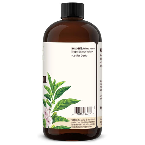 24 oz Banyan Botanicals Refined Sesame Oil Organic Sesame Oil for Skin, Body, Hair & More Multiple Sizes Non GMO