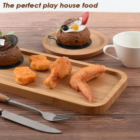 4 Fake Grilled Chicken Wings Artificial Chicken Nuggets Play Food Model Kitchen Decoration pcs