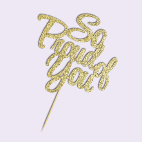 PALASASA So Proud of You Cake Topper, Graduation Party Decorations in Golden