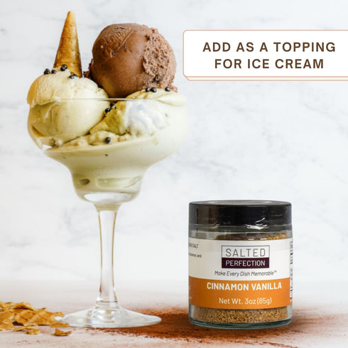 Salted Perfection 2.5 Cinnamon Vanilla Flavored Gourmet Finishing Salt - Fine Salt Flakes Natural Flavored Sea Salt