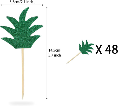 48PCS Pineapple Cupcake Donut Cake Toppers, Cute Picks for Summer Tropical Hawaiian Party Cake Decorations