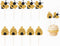 50 Pack Bee Cupcake Toppers, Glitter Bumble Bee Birthday Party Decor
