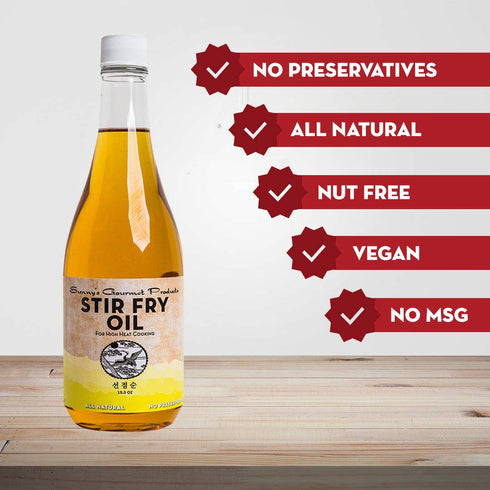 Sunny's Gourmet Korean Stir Fry Oil, All Natural High Heat Cooking Oil, 15.5 oz. (Single)