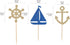 24 Pcs Nautical Theme Glitter Cupcake Picks, Cupcake Toppers for Decoration Party Favors