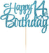 Happy 14th Birthday Cake Topper - Blue Flash 14th Birthday Party Cake Decorations