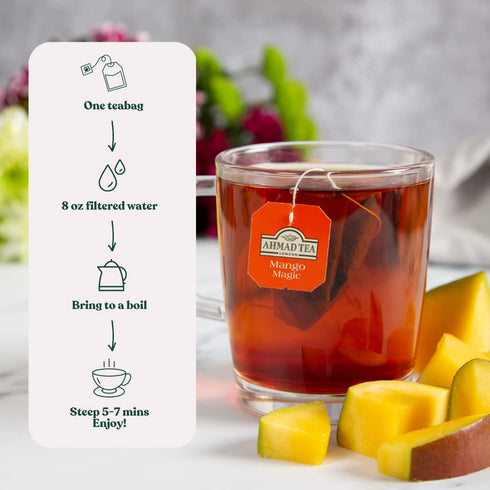 20-Count (Pack 6) Ahmad Tea Mango Magic Black Tea, Boxes