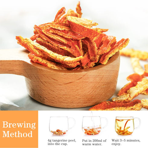 JTEDZI 80g/2.82oz, Dried Tangerine Peel Strip Dried Orange Peel Herbal Tea, Dried Mandarin Oranges, Chen Pi Si Fruit