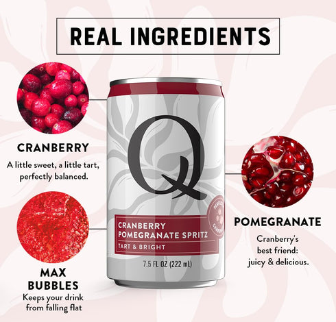 20 7.5oz oz (Pack 24) Q Mixers Cranberry-Pomegranate Spritz, Ideal for Cocktails & Mocktails - Made with Real