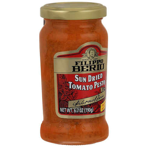 6.7 Filippo Berio Pesto, Sun Dried Tomato, Ounce Glass Jar