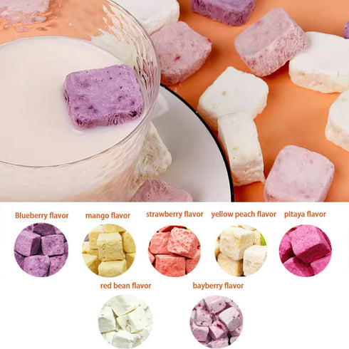 laweny 5.3 ounces/150 Freeze dried yogurt chunks grams, crispy skin mixed with fruit flavors, strawberry, peach, dragon
