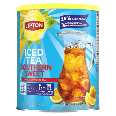 28QT (Pack 2) Lipton Southern Sweet Reduced Sugar Iced Tea Mix