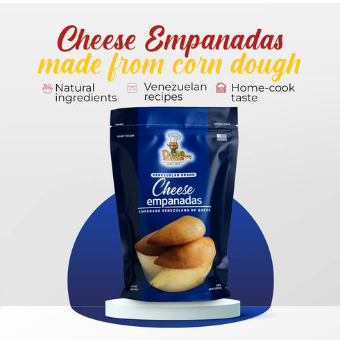 3 oz (8 Frozen DELE FOOD White Cheese Empanadas, Units) Gluten-Free Appetizer with Cornmeal Dough and Cheese Pre-Cooked