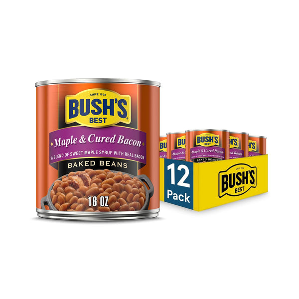 BUSH'S BEST 16 oz Canned Maple Cured Bacon Baked Beans Source of