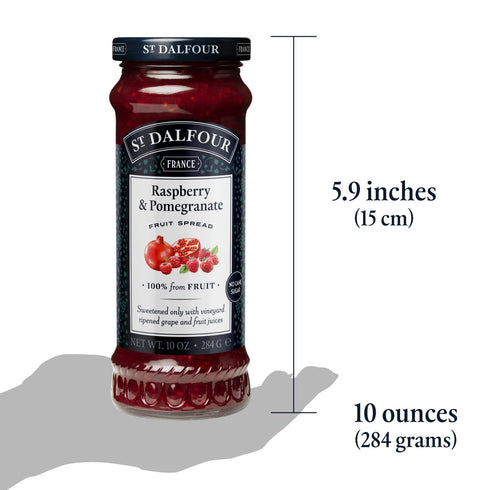 10oz 100% St. Dalfour Raspberry & Pomegranate Fruit Spread - - from Fruit, No Artificial Ingredients, Non-GMO, No Cane