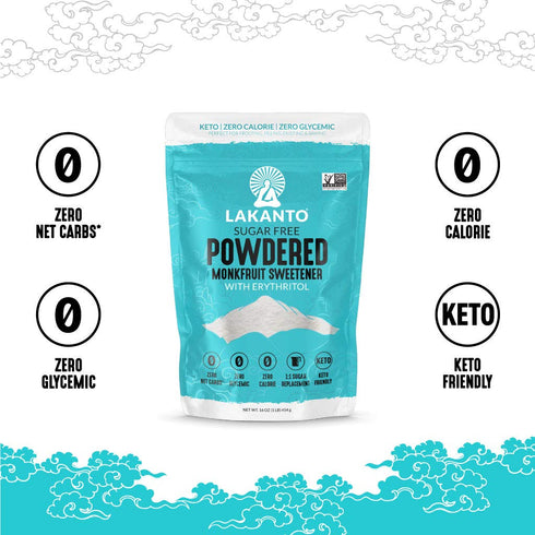 1 Lb Lakanto Powdered Monk Fruit Sweetener With Erythritol, Powdered Sugar Substitute Sweetener For Baking & Cooking