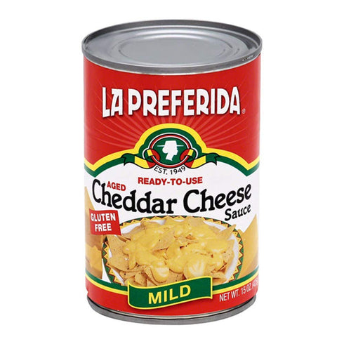 15oz. (Pack 3) La Preferida Mild Cheddar Cheese Sauce (Velvety, Ready-to-Pour Canned Cheese) for Nachos, Tacos, Dips