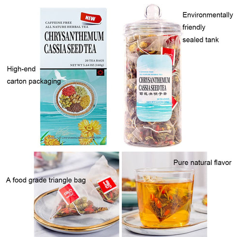 Generic Chrysanthemum Cassia Seeds Tea Bags (160g, 8gX20Bags), Honeysuckle, Floral Tea Combination