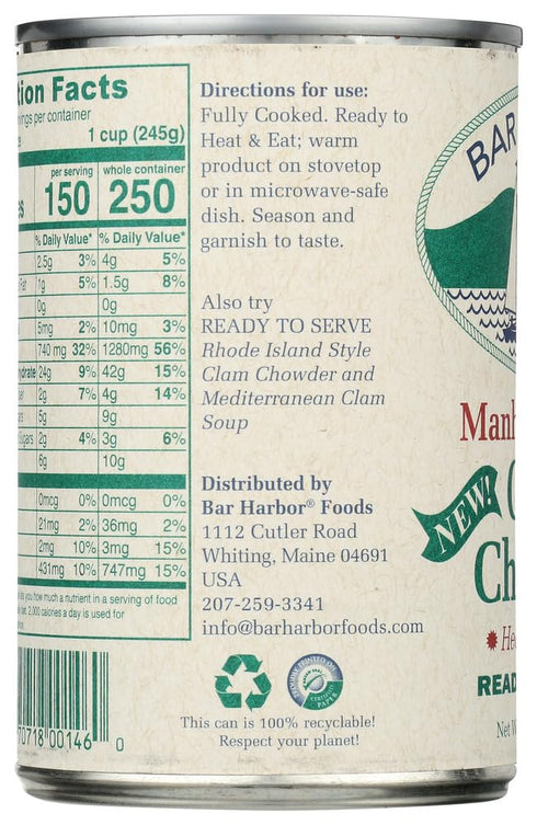 Bar Harbor 15 oz 2 Clam Chowder Manhattan -- - pc