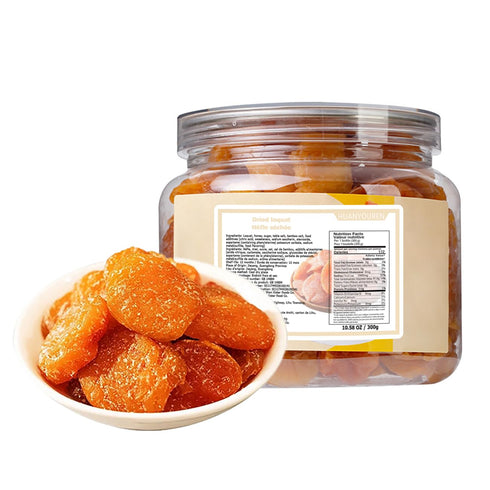 HUANYOUREN 300g (10.58oz) Dried loquat with bamboo salt, seedless loquat, dried loquat fruit, and snacks for leisure