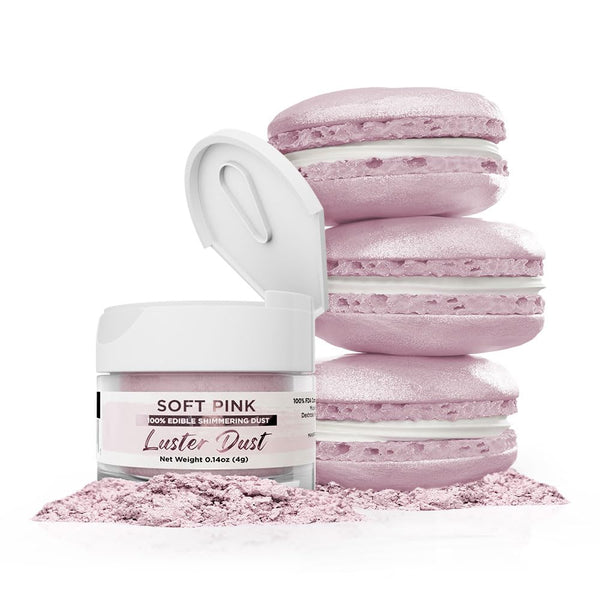 Luster Dust - Soft Pink (4g 1x Jar), Edible Vegan Dust & Paint for Cake Decorating, Desserts, Cocktails