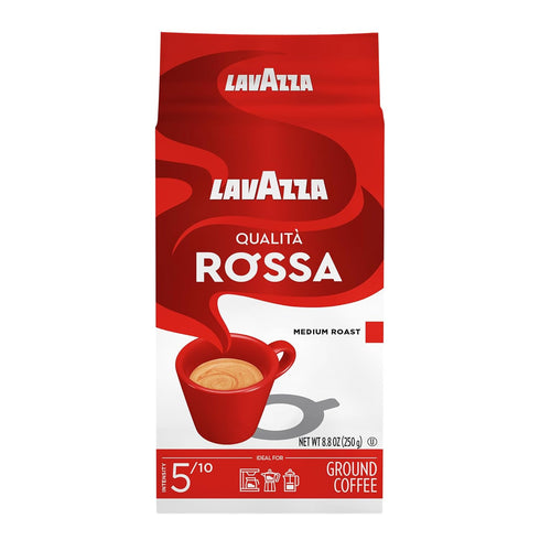 Lavazza Qualit Rossa Ground Coffee, Medium Roast, Arabica and Robusta Blend, 8.8