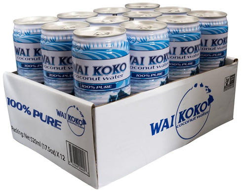 100% 17.5 Oz (Pack 12) Wai Koko Coconut Water Pure Coconut Water, Fl