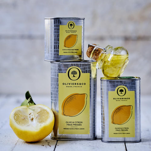 Cold Pressed Lemon Olive Oil by Oliviers & Co, Extra Virgin with Fresh Whole Lemons, 8.4 Fl Oz