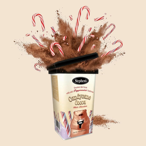 STEPHEN'S 14 oz (Pack 1) Stephens Gourmet White Chocolate Candy Cane Hot Cocoa Mix, Creamy Peppermint Cocoa, Canisters