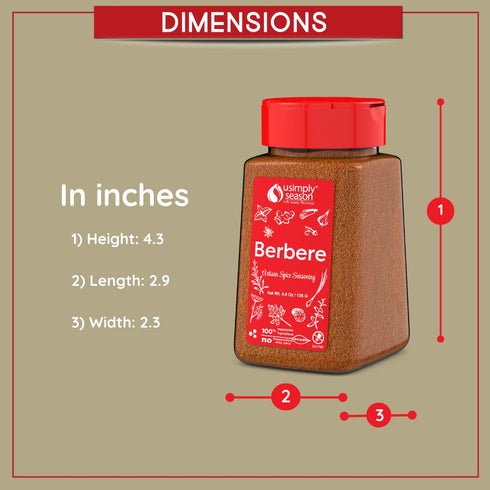 4.8oz USimplySeason Berbere Spice, - Ethiopian Inspired Blend for Hearty Stews & Meats - Vegan, Non-GMO, Crafted in USA