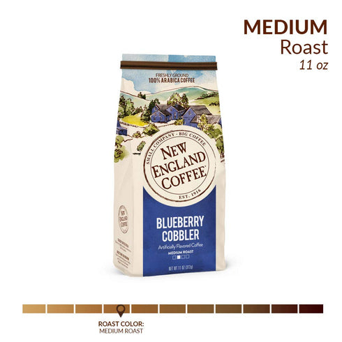 11oz (Pack 1) New England Coffee Blueberry Cobbler Medium Roast Ground Coffee, Bag